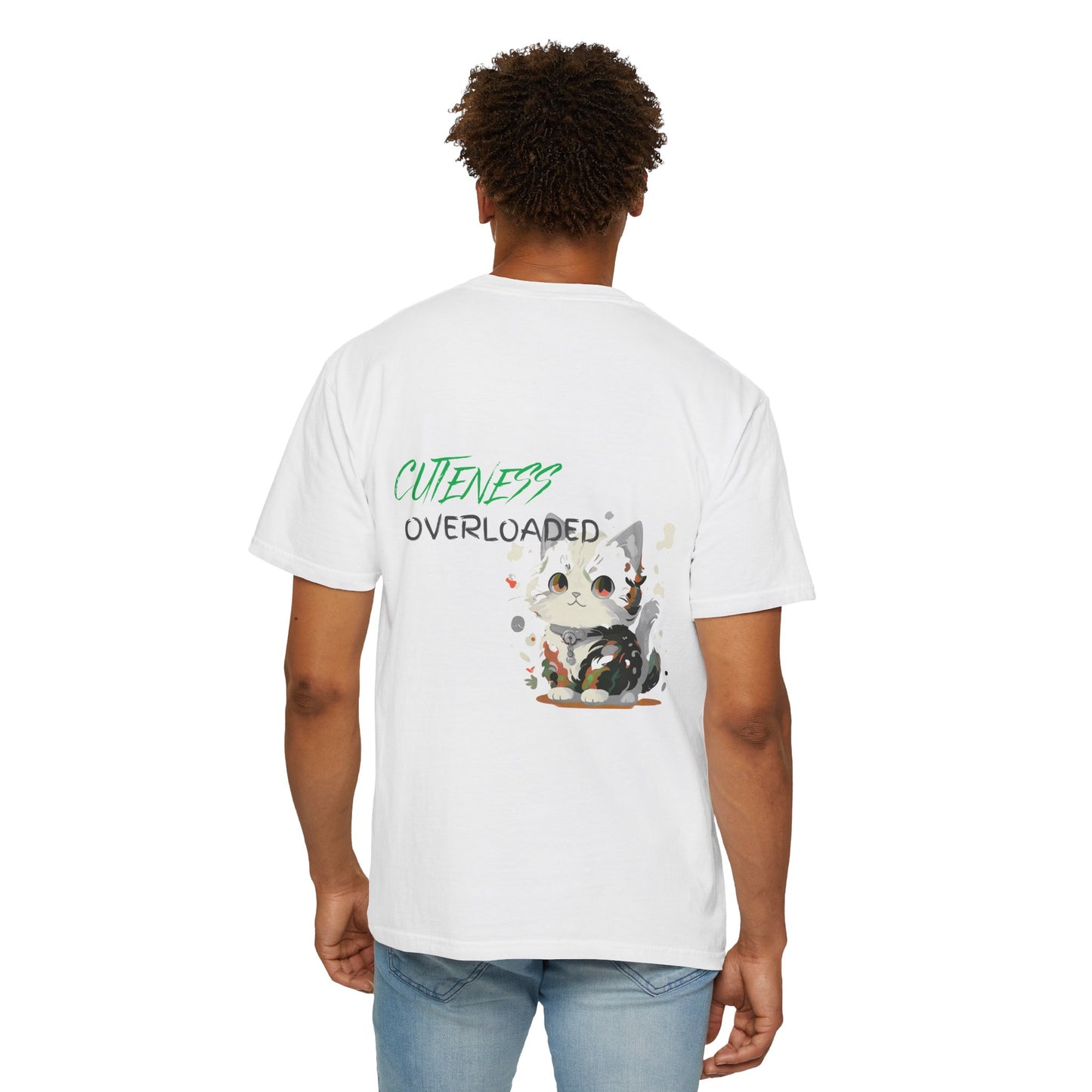 Cuteness Overloaded Unisex Garment-Dyed T-Shirt - Cozy Cat Design, Perfect for Pet Lovers