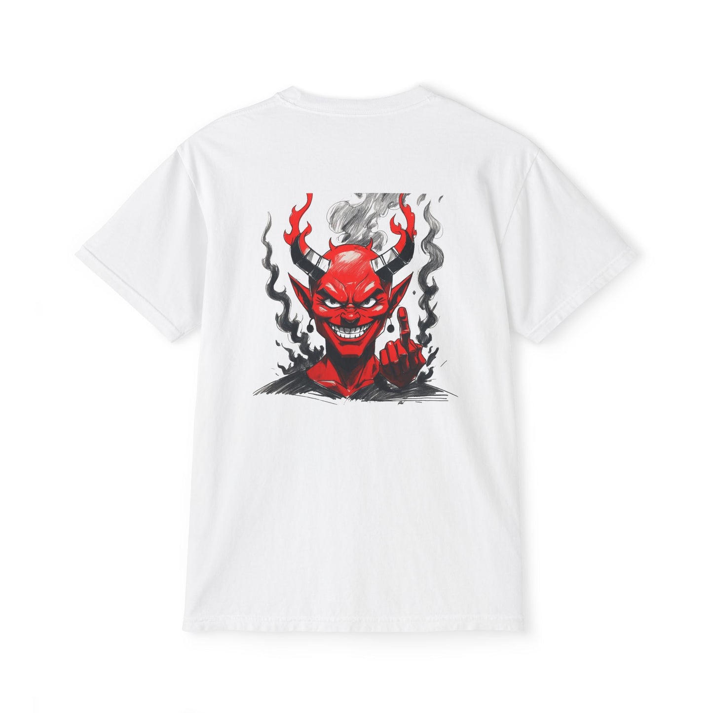 Unisex Pocket T-Shirt with Bold Demon Graphic