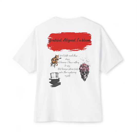 Grateful Aligned In Bloom Unisex Oversized Boxy Tee - Floral Lion Design