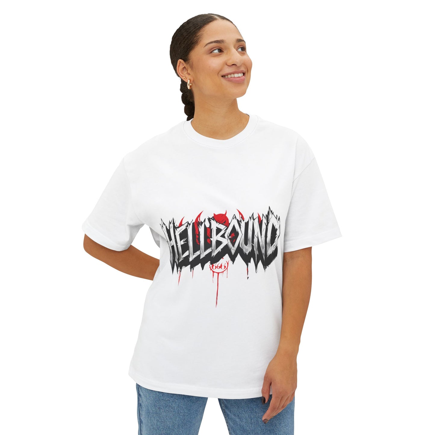 Unisex Oversized Boxy Tee - Hellbound & Awesome Graphic T-Shirt