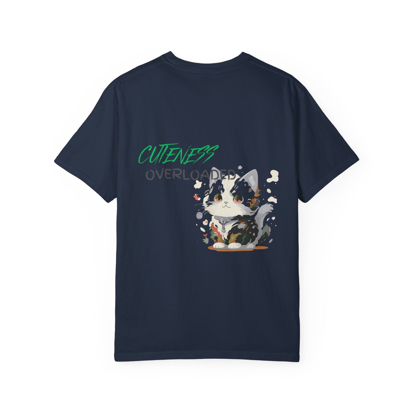 Cuteness Overloaded Unisex Garment-Dyed T-Shirt - Cozy Cat Design, Perfect for Pet Lovers