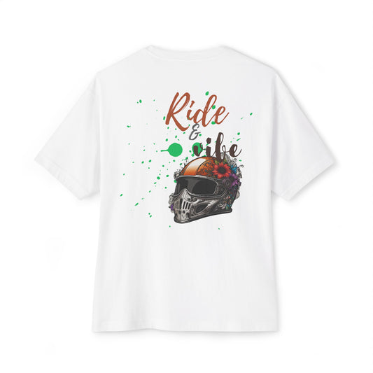 Ride & Vibe Oversized Boxy Tee - Unisex Graphic T-Shirt for Motorcycle Enthusiasts