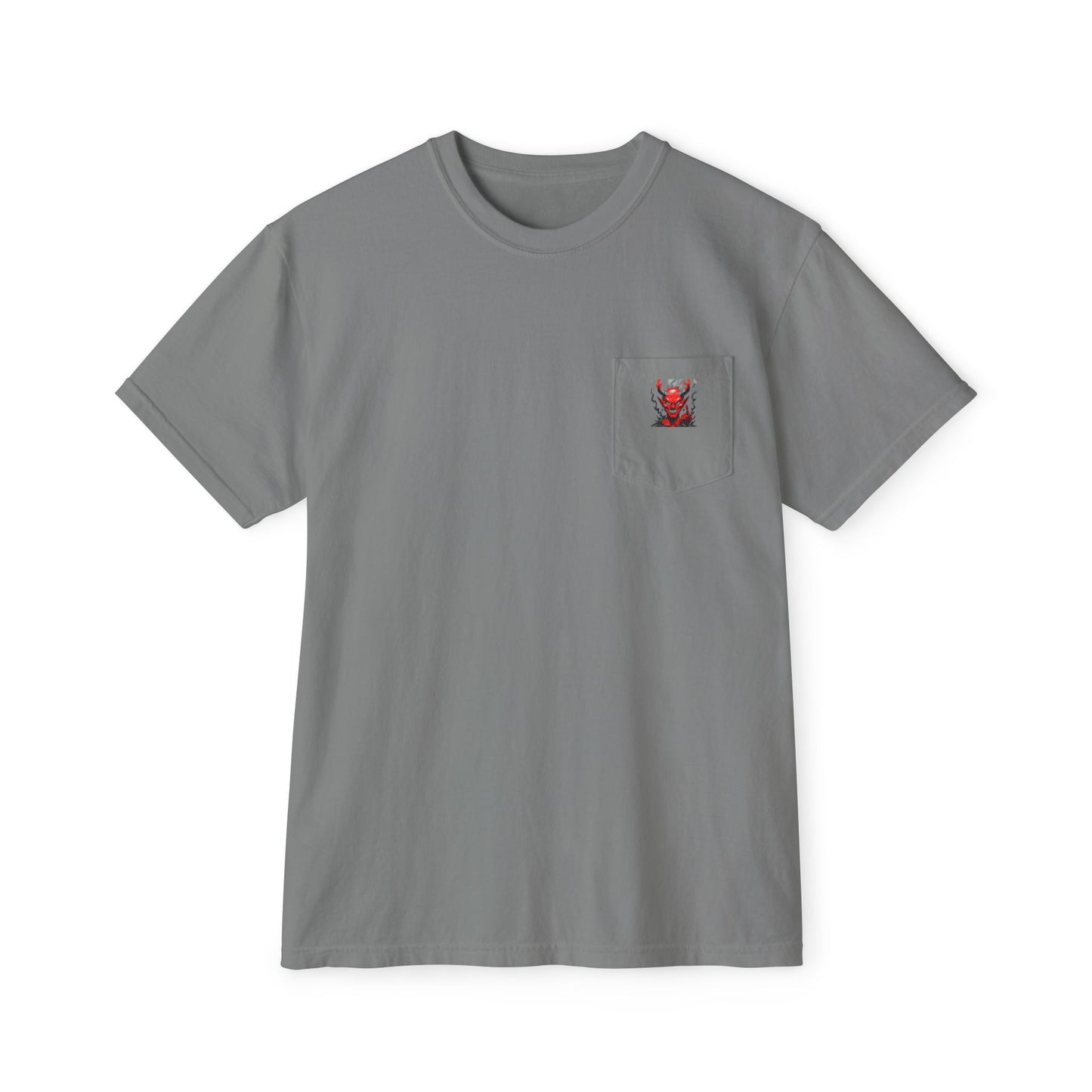 Unisex Pocket T-Shirt with Bold Demon Graphic