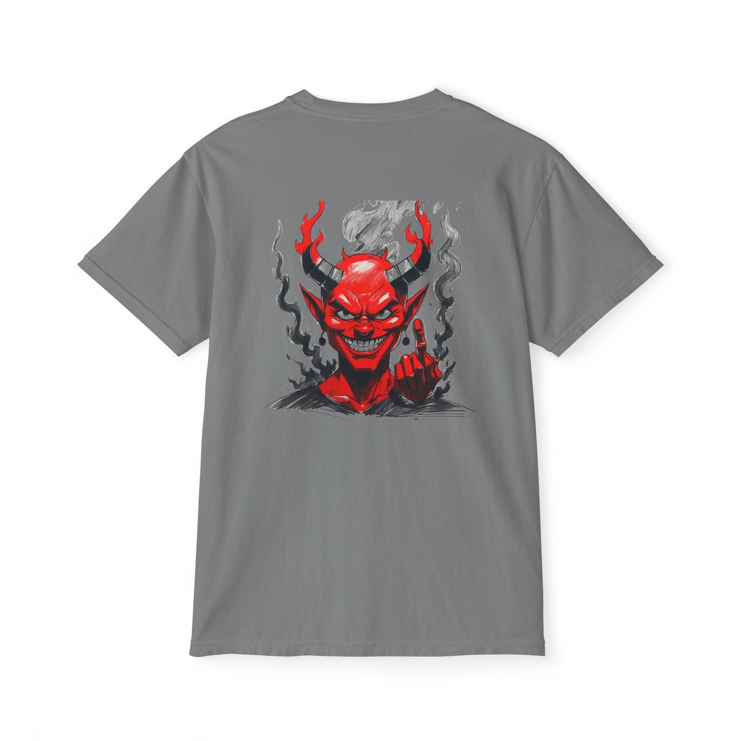 Unisex Pocket T-Shirt with Bold Demon Graphic