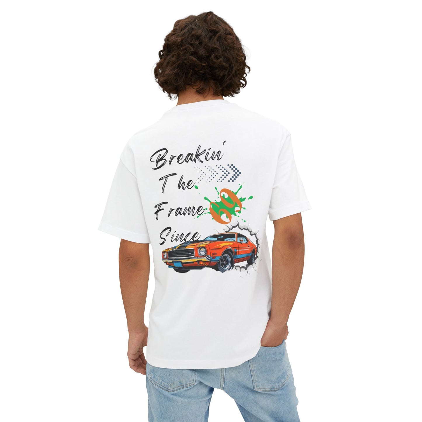 Breakin' The Frame Unisex Oversized Boxy Tee | Vintage Car Graphic T-Shirt