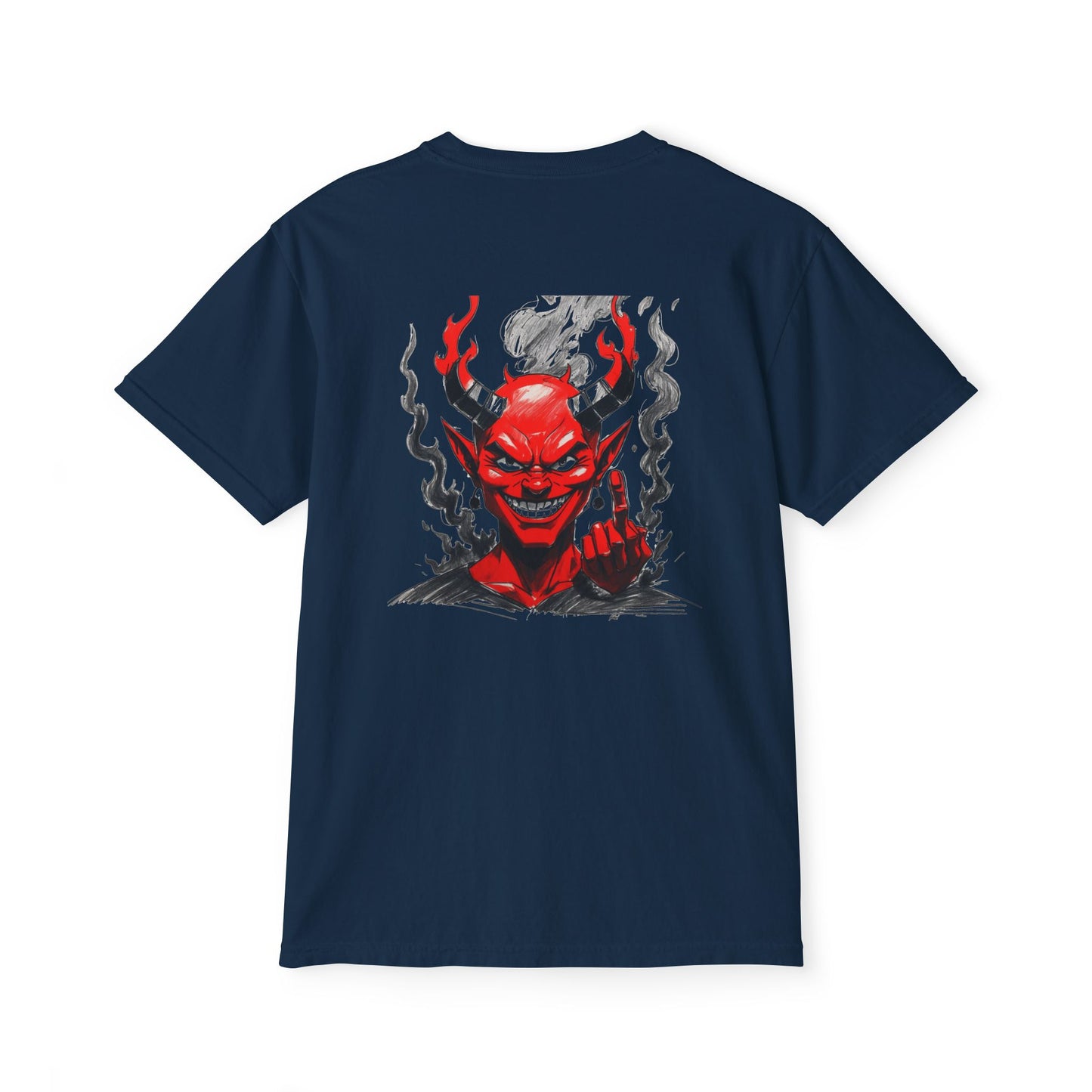 Unisex Pocket T-Shirt with Bold Demon Graphic
